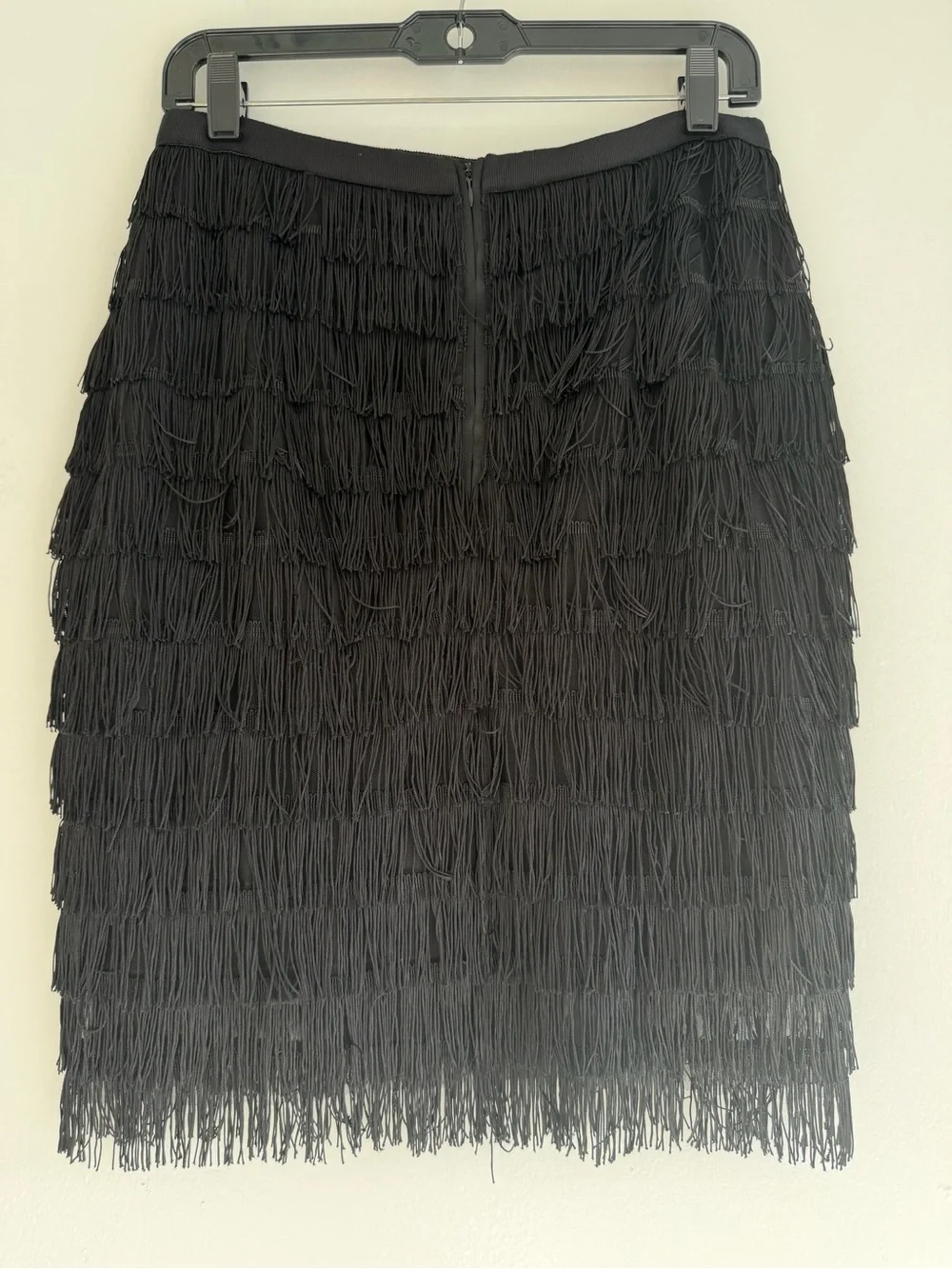 Eliza J Black Fringe Sleeveless Top and Skirt Two Piece Set Size 6 8578